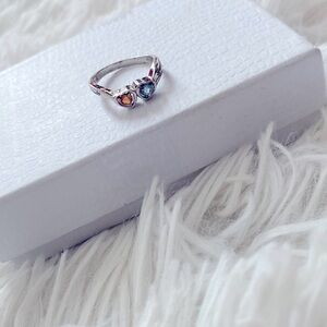 Mother’s ring sterling GO gem stone ring Sz 6